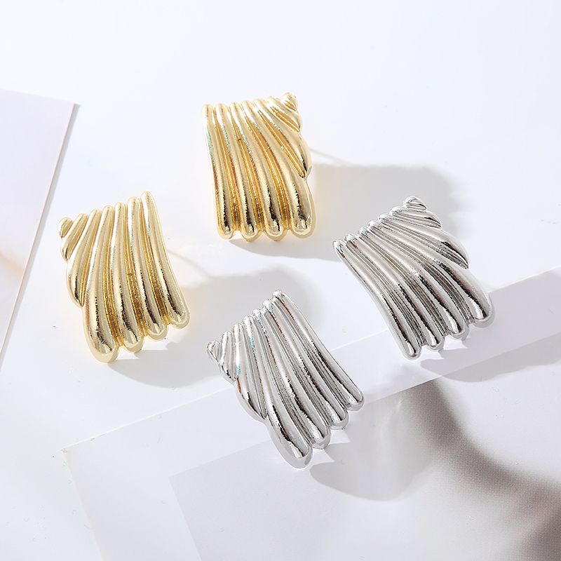 Wholesale Jewelry Elegant Quadrilateral Stripe Alloy None Gold Plated Silver Plated Plating Inlay Ear Studs