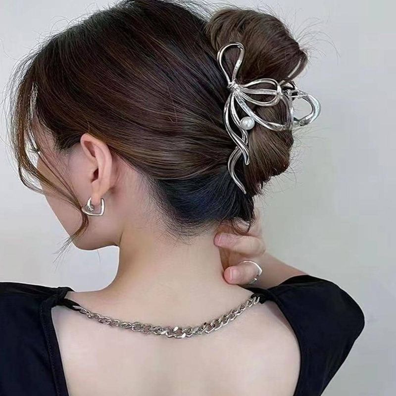 Élégant Dame Style Simple Noeud D'arc Perle D'imitation Alliage Plastique Tridimensionnel Griffes De Cheveux