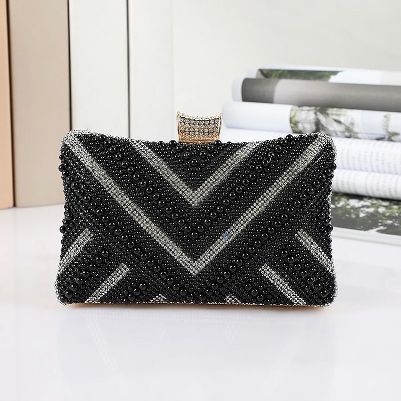 Black Pearl Solid Color Square Evening Bags