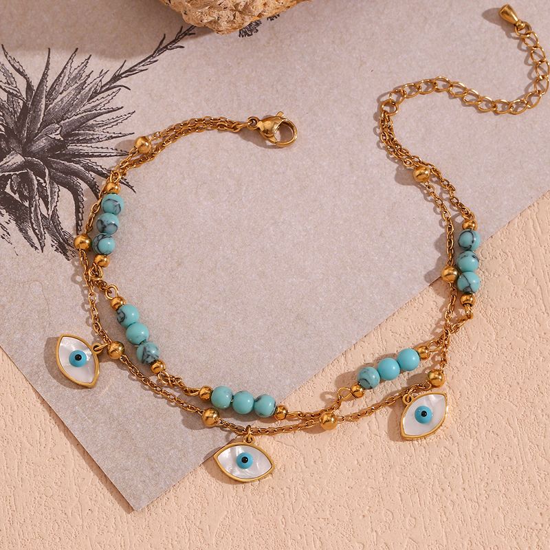 Basic Vintage Style Classic Style Devil's Eye Stainless Steel Plating 18k Gold Plated Women's Anklet