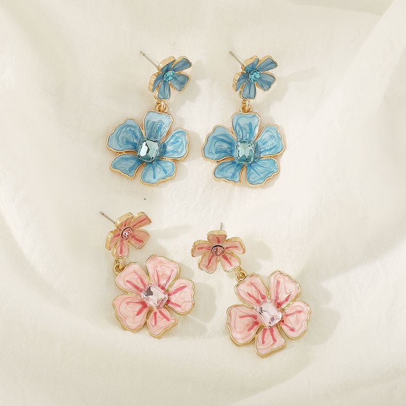 1 Paire Style Moderne Sucré Style Simple Fleur Alliage Boucles D'oreilles