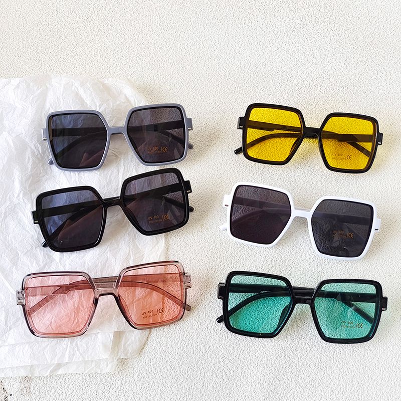 Casual Sweet Cool Style Solid Color Pc Resin Square Full Frame Glasses