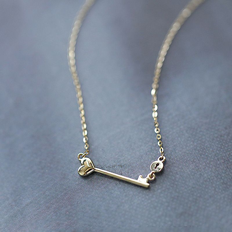 Simple Style Heart Shape Sterling Silver Plating 14k Gold Plated Pendant Necklace