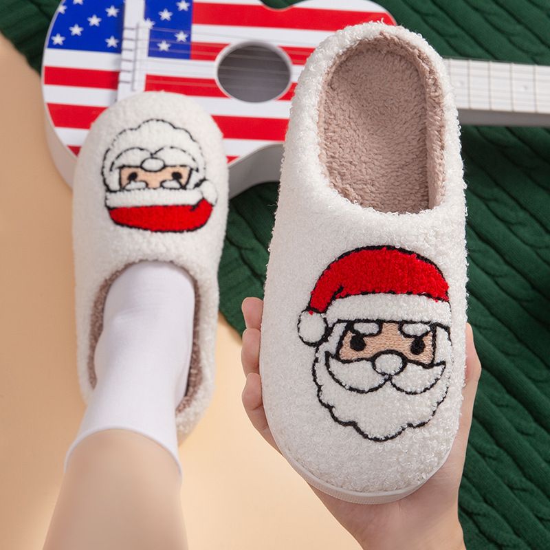 Women's Casual Basic Santa Claus Round Toe Cotton Slippers