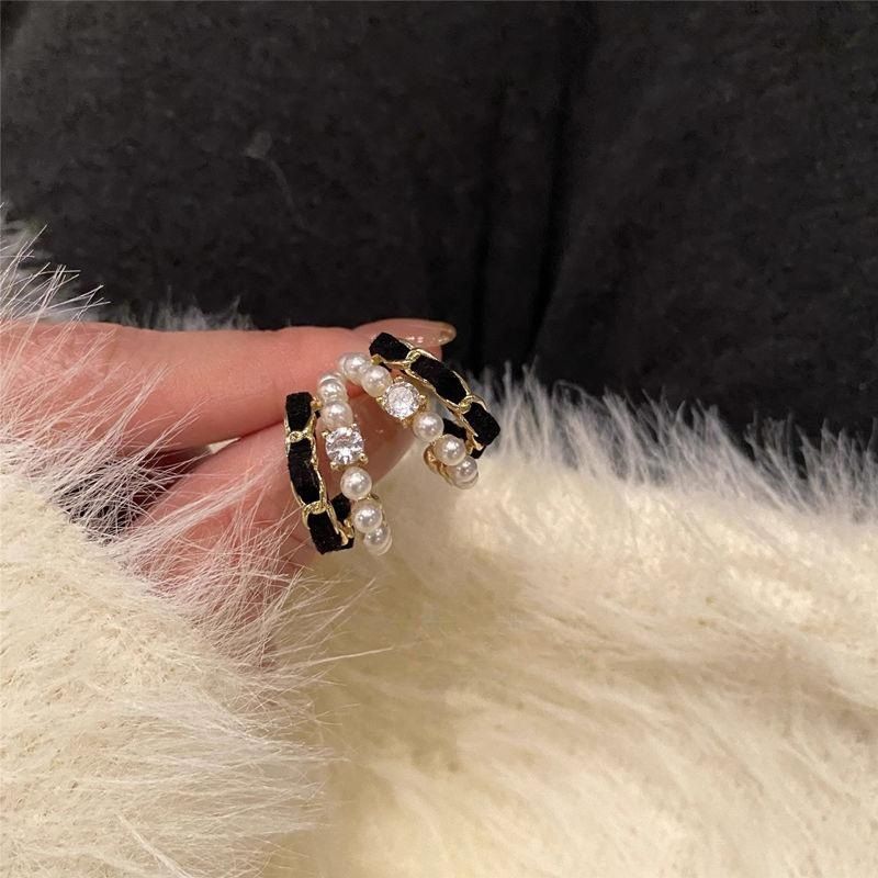 Großhandel Schmuck Elegant Herzform Bogenknoten Legierung Künstliche Perlen Zirkon Überzug Inlay Ohrringe