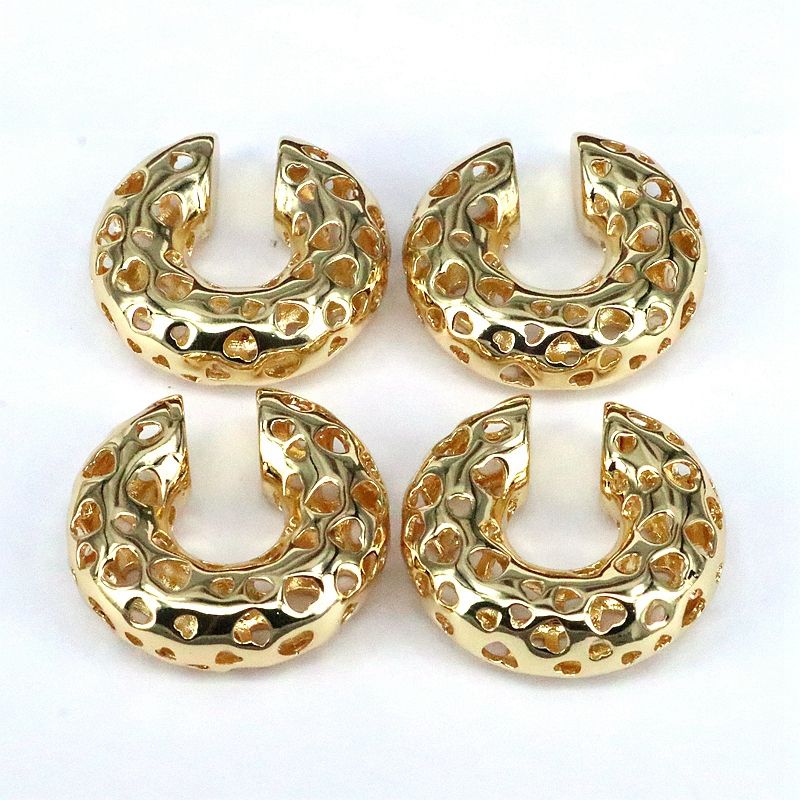 1 Piece Simple Style Heart Shape Plating Hollow Out Copper 18k Gold Plated Ear Cuffs