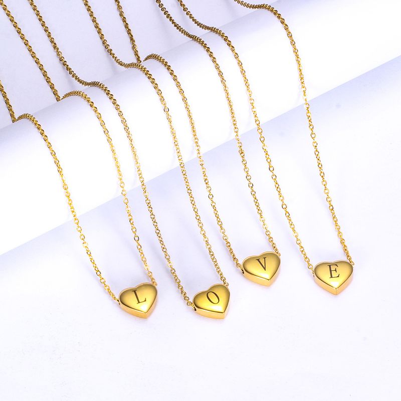 Simple Style Heart Shape Titanium Steel Pendant Necklace
