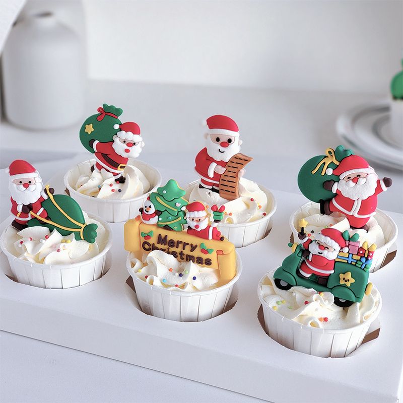 Christmas Cute Santa Claus Plant Deer Soft Glue Party Festival Cake Decorating Supplies