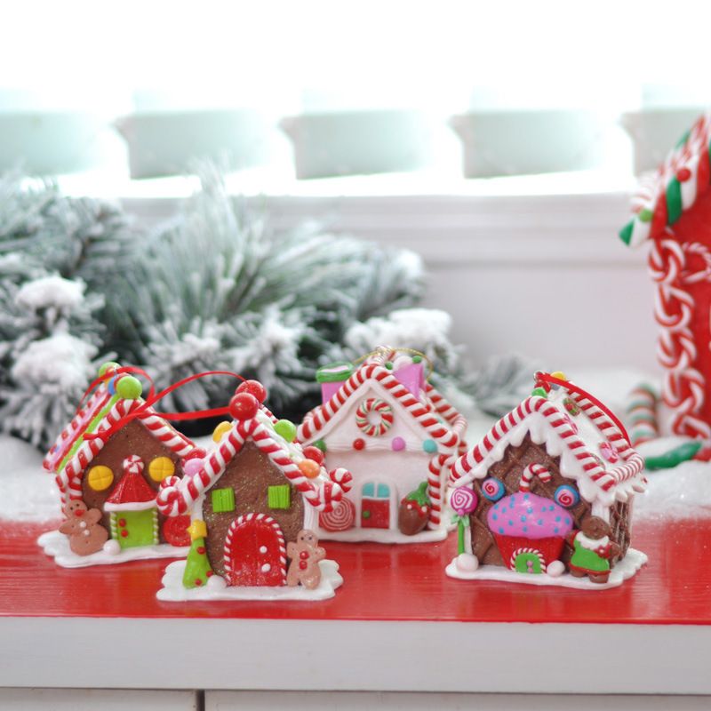 Weihnachten Süß Weihnachtshaus Weicher Ton Ferien Zuhause Gruppe Ornamente