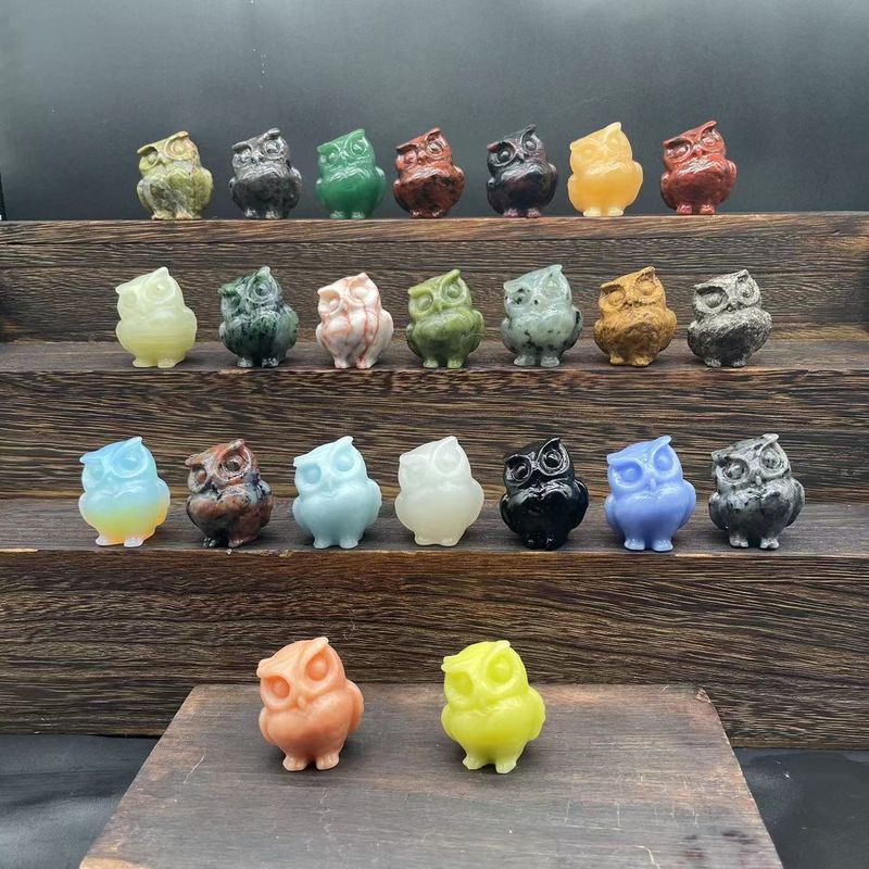 Retro Simple Style Owl Natural Stone Ornaments Artificial Decorations