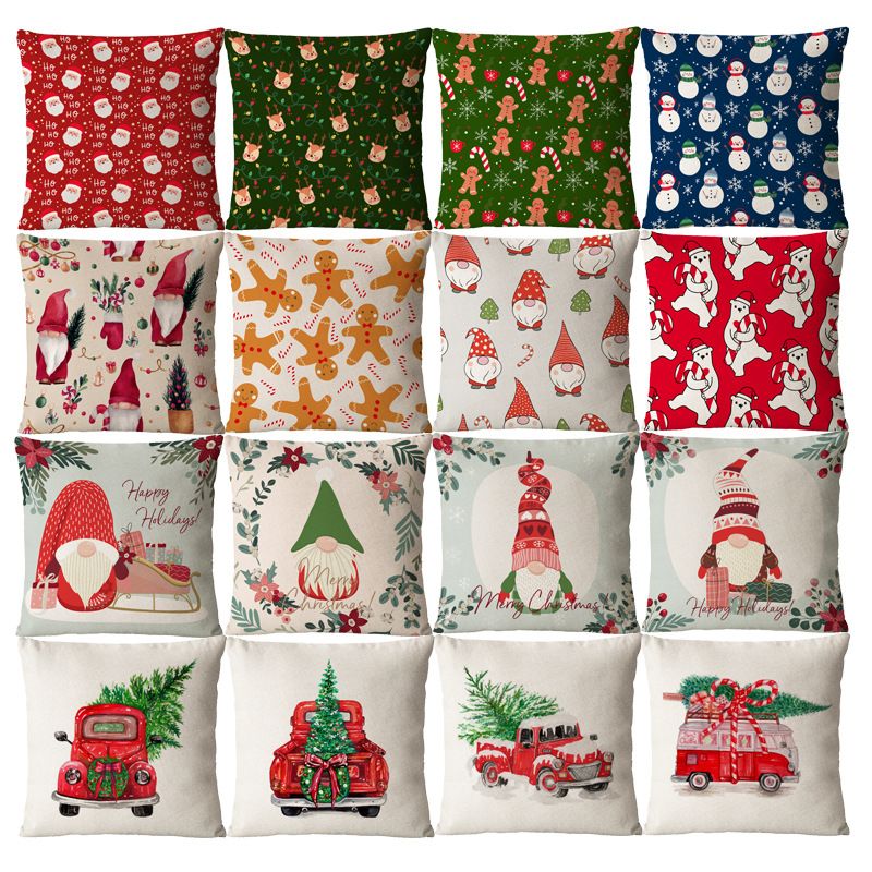 Glam Santa Claus Snowman Linen Pillow Cases