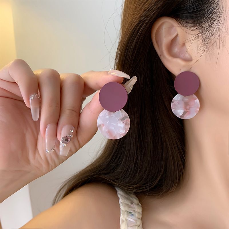 1 Pair Vintage Style Exaggerated Simple Style Round Stoving Varnish Arylic Drop Earrings Ear Cuffs