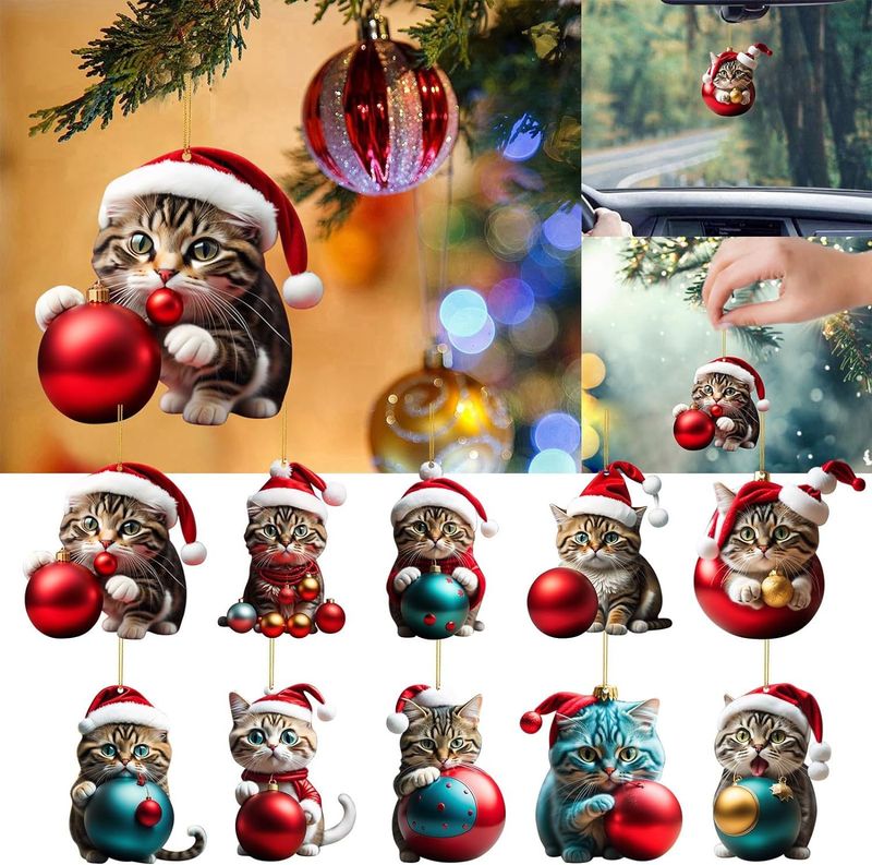 Cross-border New Christmas Creative Kitty Automobile Hängende Ornament Rucksack Anhänger Weihnachts Dekoration Geschenk