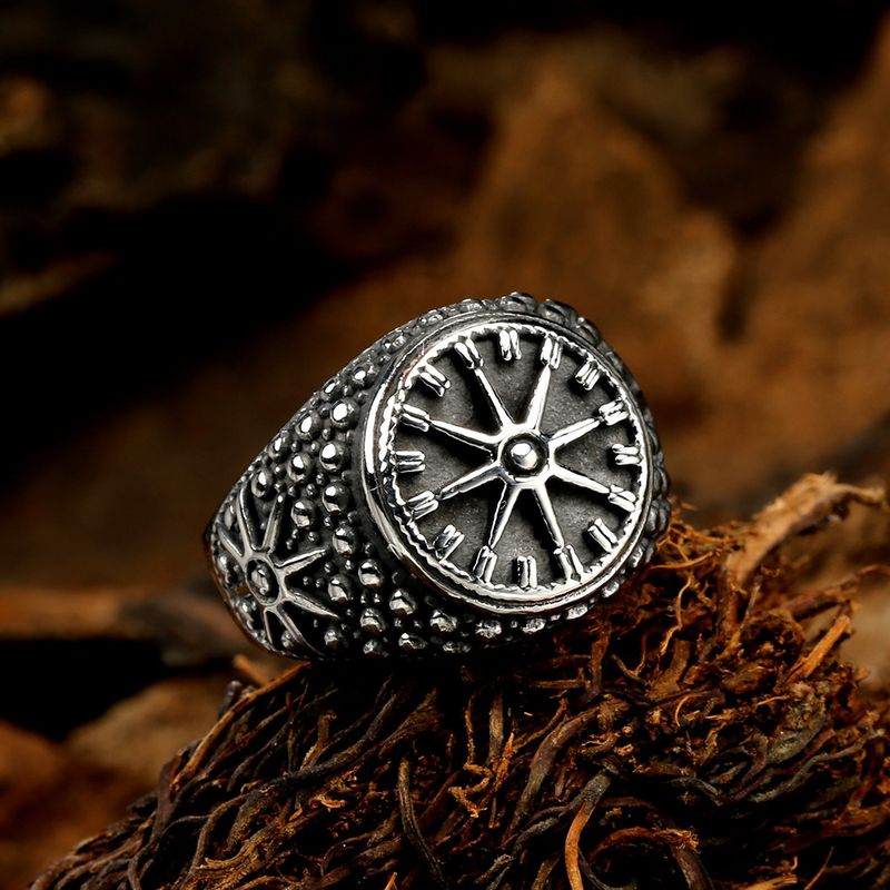 Cool Style Compass Stainless Steel Polishing None Men's Rings