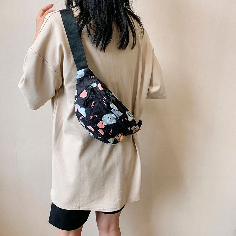 Unisex Cute Streetwear Cartoon Nylon Waist Bags