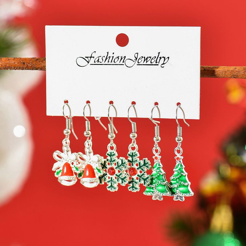 1 Set Cute Christmas Tree Snowflake Elk Alloy Drop Earrings