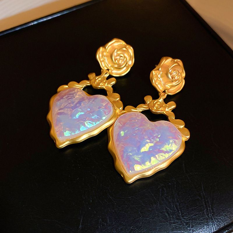 1 Pair Classic Style Water Droplets Inlay Copper Resin Drop Earrings