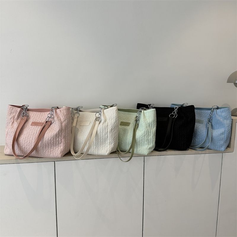 Women's All Seasons Canvas Solid Color Basic Square Zipper Shoulder Bag