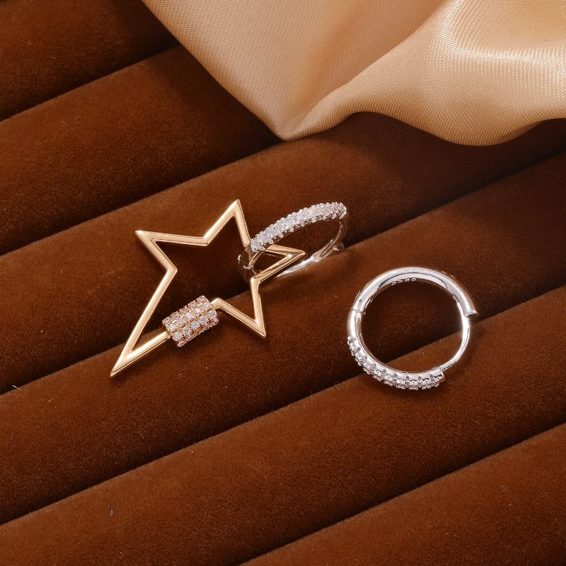 1 Pair Simple Style Pentagram Round Ball Plating Inlay Copper Zircon Drop Earrings