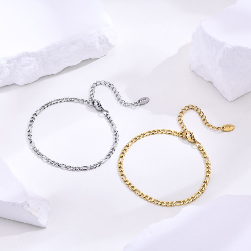 IG Style Simple Style Solid Color 201 Stainless Steel 18K Gold Plated Bracelets In Bulk