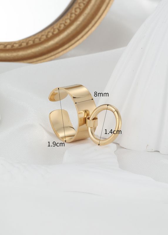 304 Stainless Steel 14K Gold Plated Vintage Style Plating Circle Solid Color Open Rings