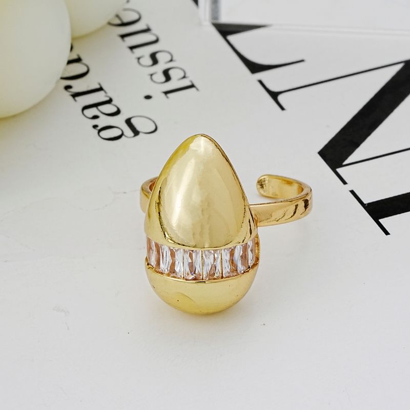 Simple Style Geometric Color Block Copper Plating Inlay Zircon White Gold Plated Gold Plated Open Rings