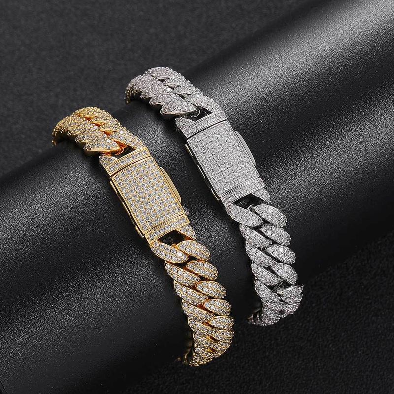 Hip Hop Géométrique Le Cuivre Incruster Zircon Hommes Bracelets