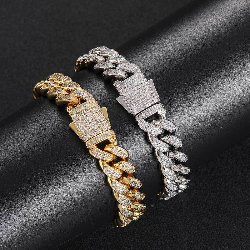 Hip-hop Streetwear Geometric Copper Inlay Zircon Men's Bracelets