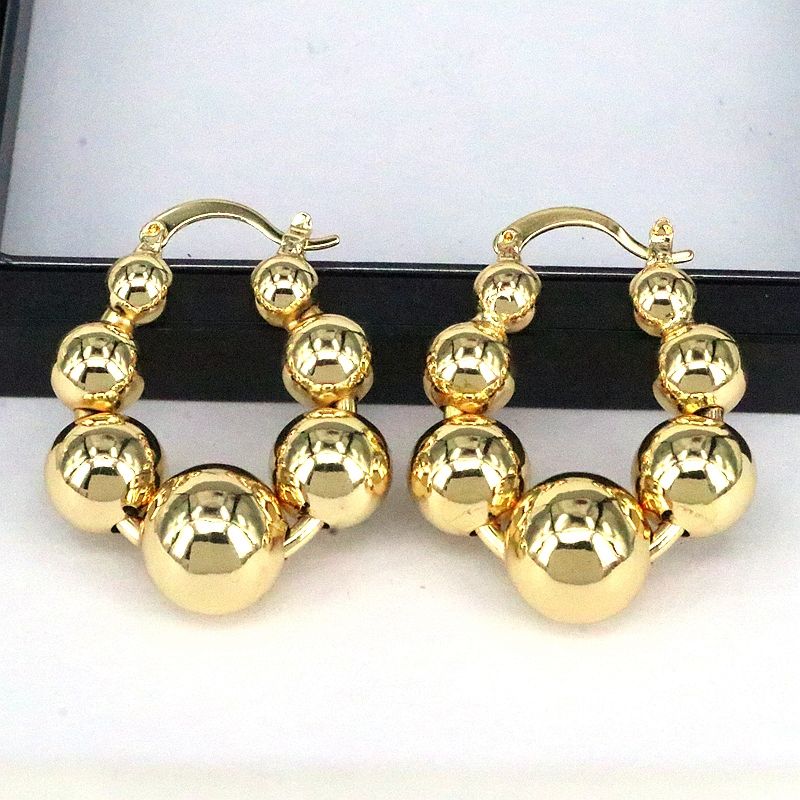1 Pair Vintage Style Simple Style Round Plating Copper Gold Plated Earrings