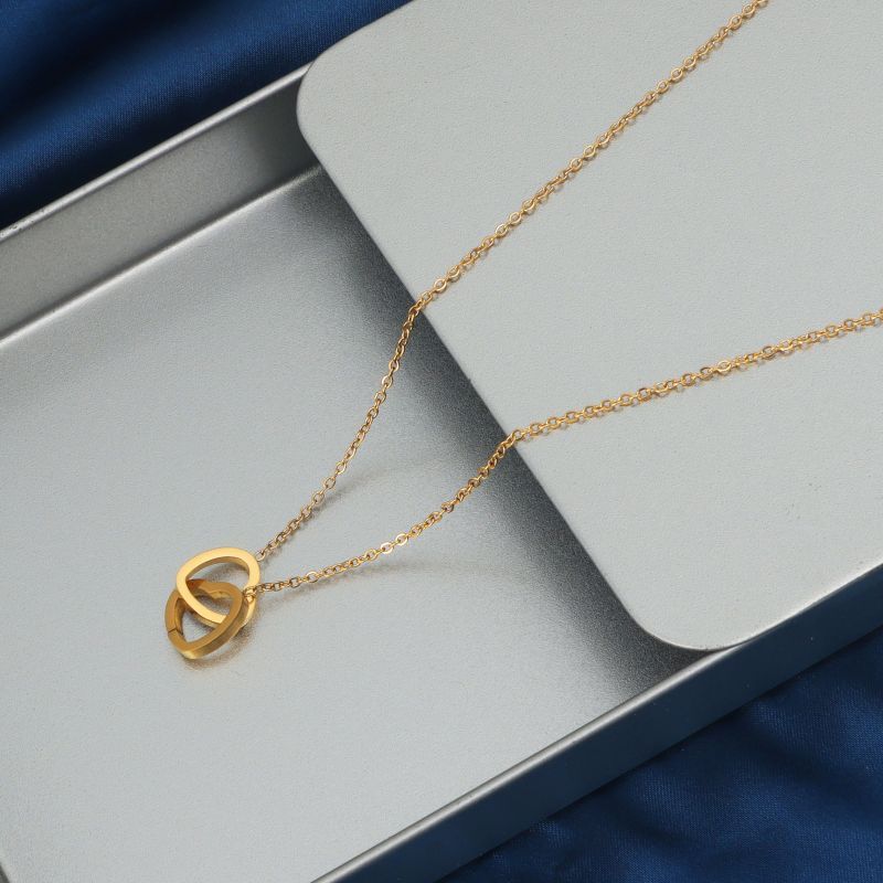 Wholesale Elegant Streetwear Solid Color Stainless Steel Plating 18k Gold Plated Pendant Necklace