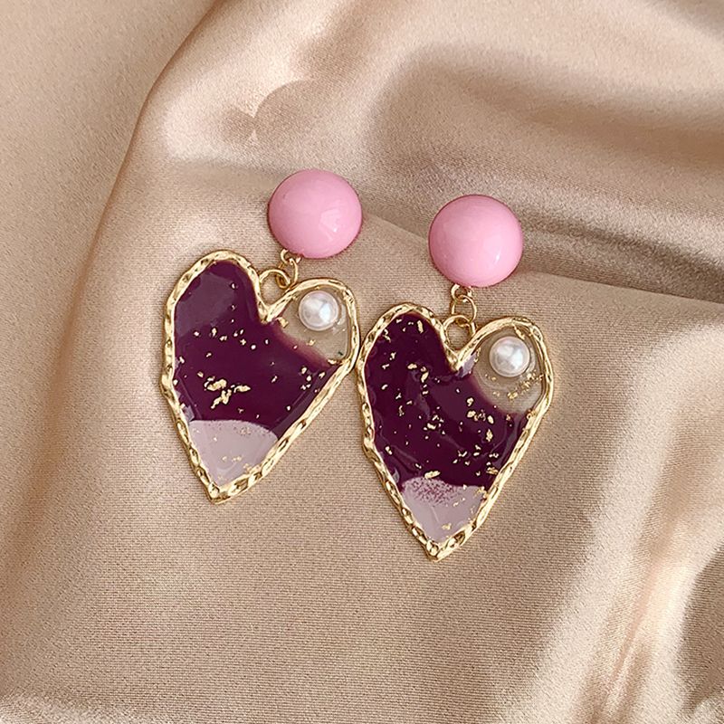 1 Pair Elegant Streetwear Heart Shape Alloy Drop Earrings
