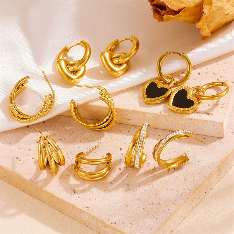 1 Pair Vintage Style Solid Color Plating Stainless Steel Acrylic 18K Gold Plated Ear Studs