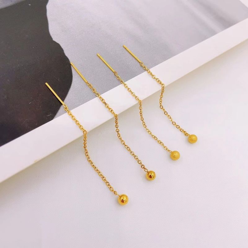 1 Pair Simple Style Solid Color Plating Chain Titanium Steel Ear Line