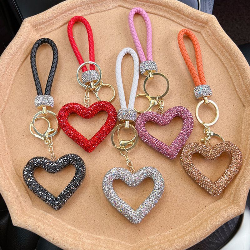 Cute Sweet Heart Shape Clay Plating Inlay Rhinestones Women's Keychain