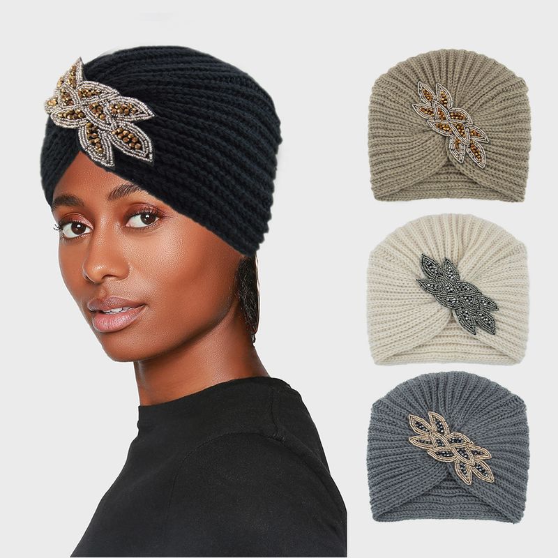 Women's Basic Vintage Style Simple Style Flower Beaded Eaveless Wool Cap