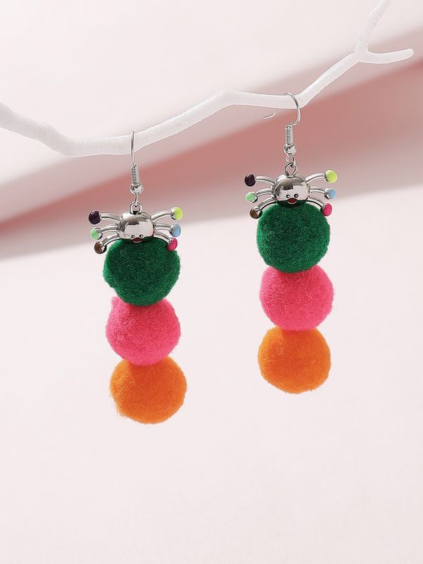 1 Pair Cute Funny Novelty Color Block Patchwork Enamel Alloy Woolen Ear Hook