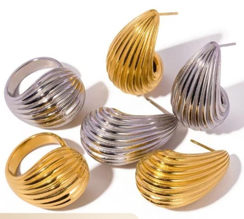 Elegant Retro Water Droplets Copper Plating Rings Earrings