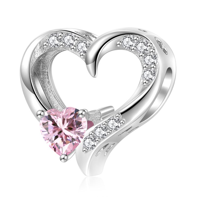 Romantic Simple Style Heart Shape Sterling Silver Inlay Zircon Jewelry Accessories