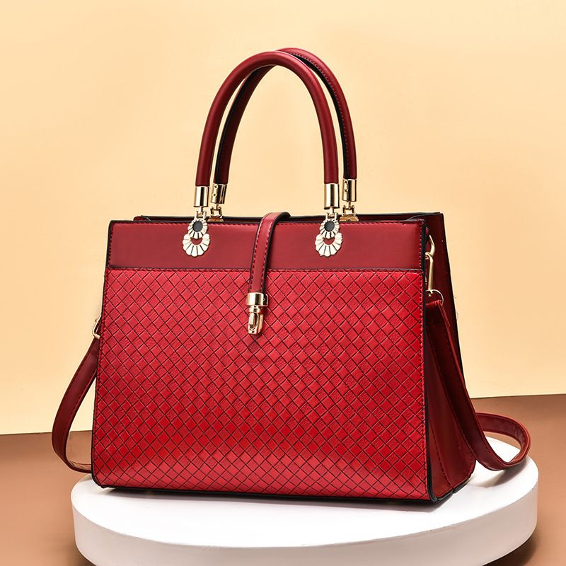Women's Pu Leather Plaid Solid Color Elegant Vintage Style Square Zipper Buckle Handbag
