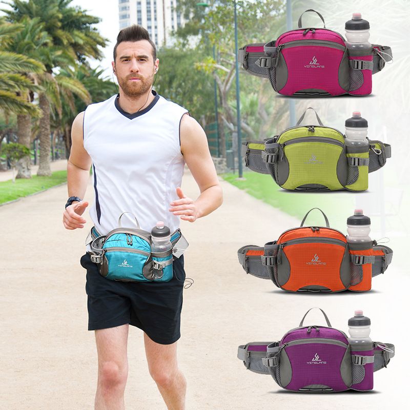 Unisex Classic Style Solid Color Nylon Waterproof Waist Bags