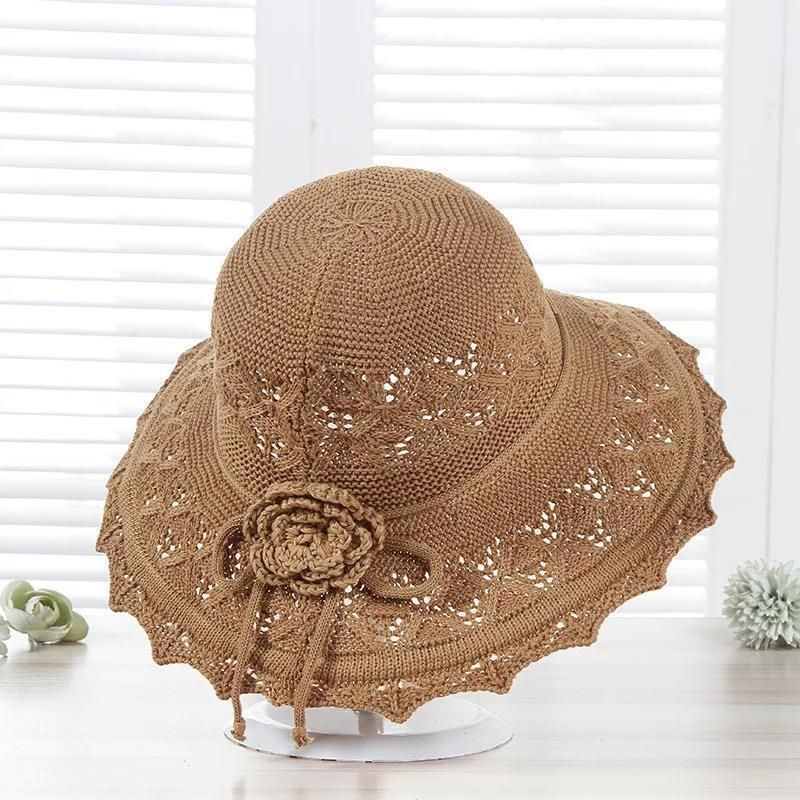 Women's Sweet Simple Style Flower Bow Knot Flowers Wide Eaves Cloche Hat