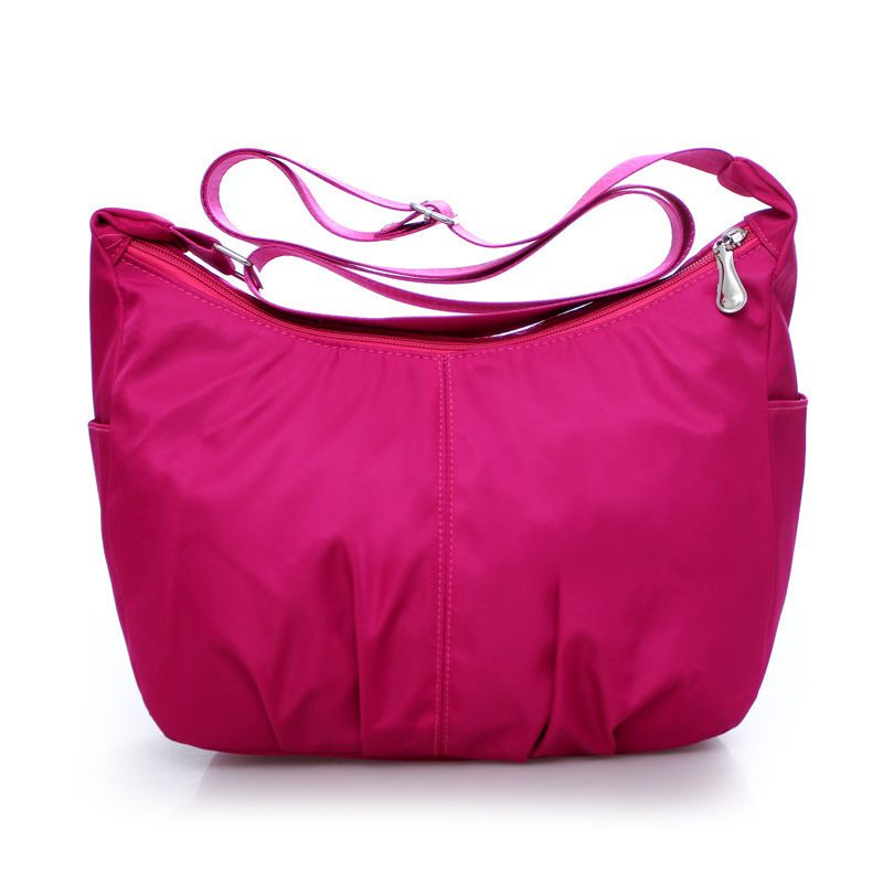 Women's Nylon Solid Color Vintage Style Dumpling Shape Zipper Shoulder Bag