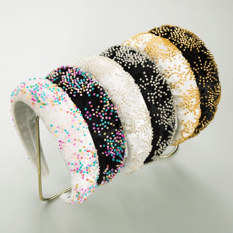 Women's Elegant Luxurious Irregular Cloth Sponge Beaded Inlay Beads Hair Band