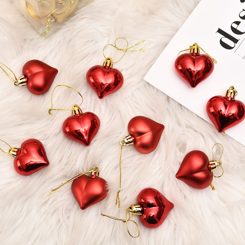 Christmas Cute Retro Heart Shape Plastic Indoor Party Festival Hanging Ornaments