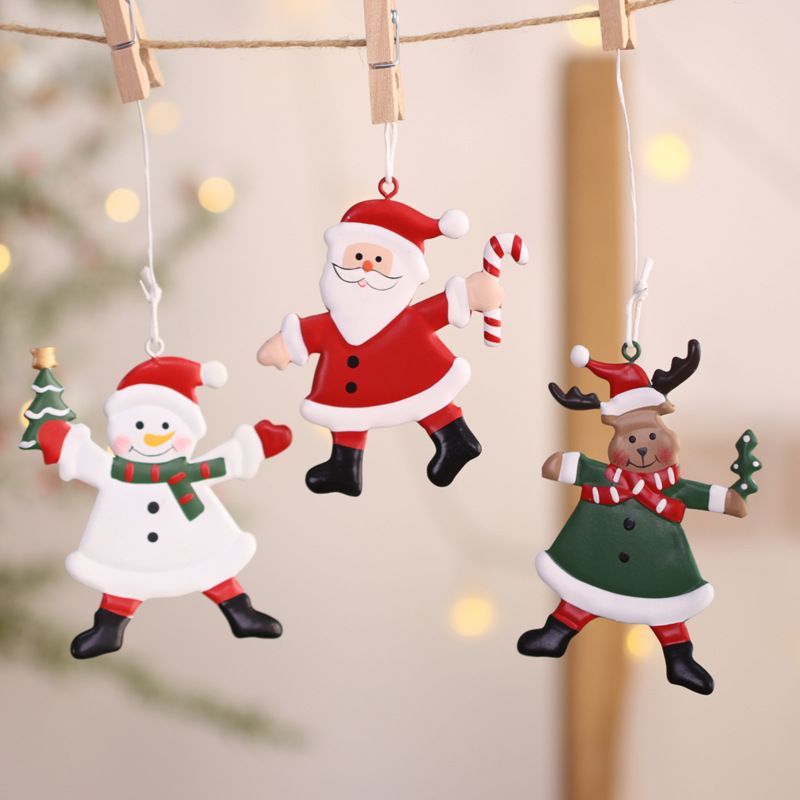 Weihnachten Süß Weihnachtsbaum Schneemann Eisen Innen Gruppe Festival Hängende Ornamente