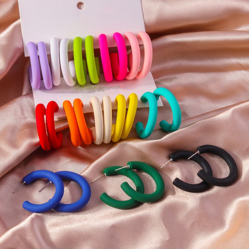 1 Pair Simple Style C Shape Plastic Ear Studs