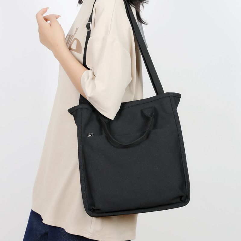Women's Canvas Solid Color Streetwear Square Zipper Handbag