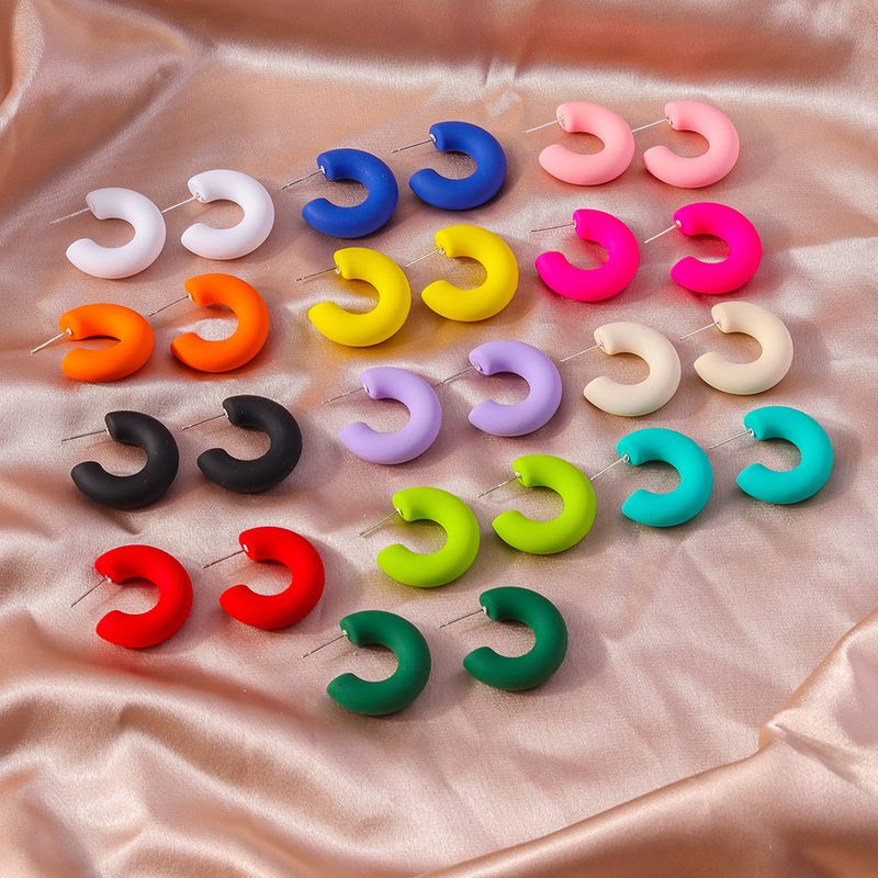 1 Pair Simple Style Solid Color Zinc Alloy Ear Studs