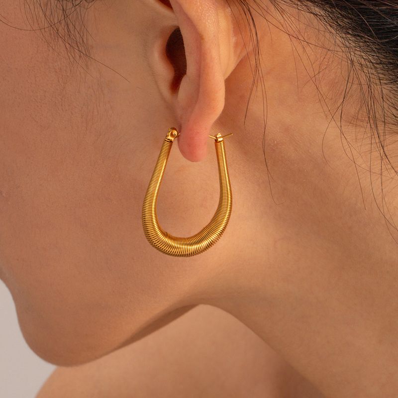 1 Pair IG Style Simple Style U Shape 304 Stainless Steel 18K Gold Plated Earrings