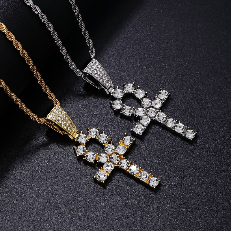 Punk Vêtement De Rue Traverser Acier Inoxydable 304 Le Cuivre Placage Incruster Strass Unisexe Pendentif